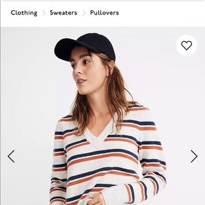 Madewell Striped Margo V-Neck Pullover Sweater